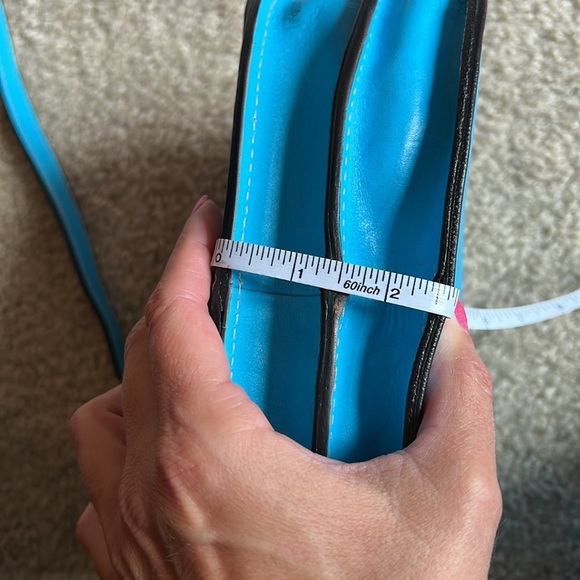 Made in Italy- Leather blue gold hardware crossbody handbag purse adjustable - Picture 14 of 15